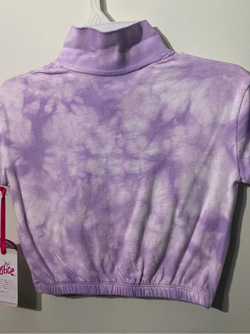 Justice Lavender Tie-Dye Embroidered Butterfly Polo Crop Top NWT